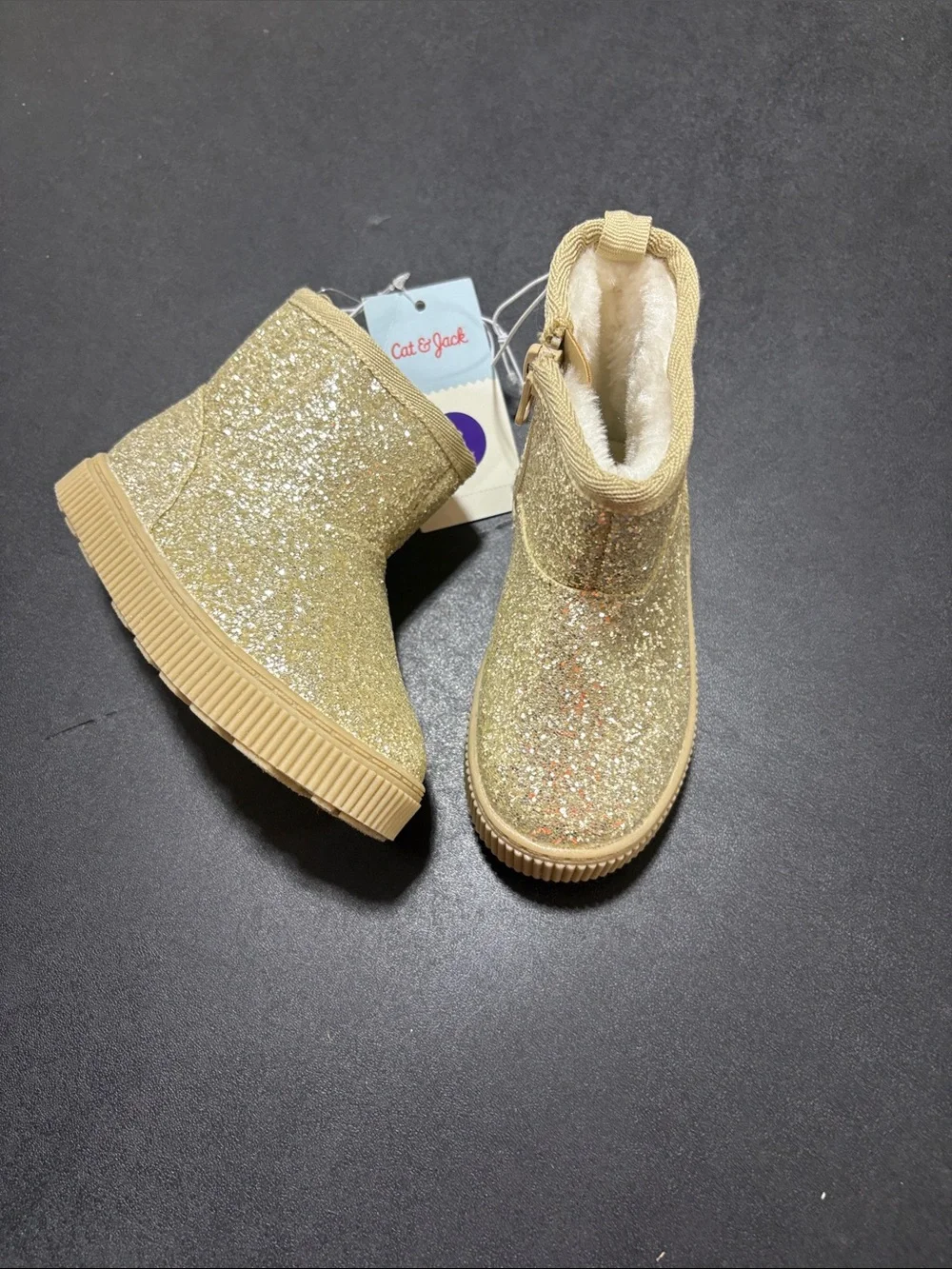 Cat & Jack Gold Glitter Kids Boots 6T